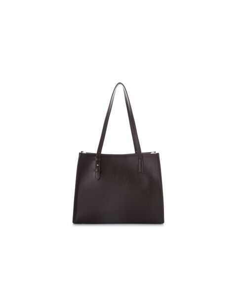 Sac bandoulière en cuir Piacenza marron chocolat - 36x12x27 cm