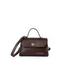 Minibolso Gela de piel marrón chocolate - 20x8x12,5 cm
