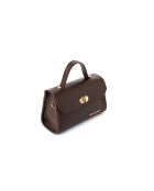 Minibolso Gela de piel marrón chocolate - 20x8x12,5 cm