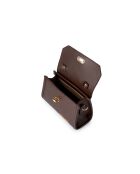 Minibolso Gela de piel marrón chocolate - 20x8x12,5 cm