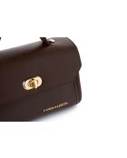 Minibolso Gela de piel marrón chocolate - 20x8x12,5 cm