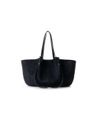 Bandolera de piel Foggia, gamuza negra, 48x12x25 cm