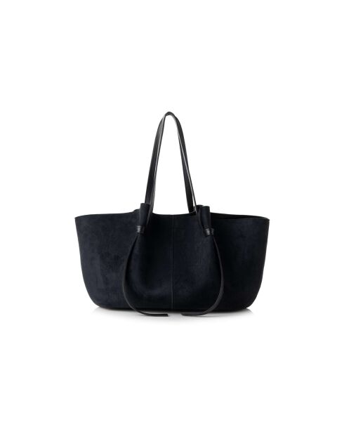 Sac bandoulière en cuir Foggia daim suède noir - 48x12x25 cm