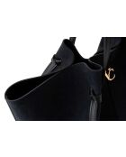 Bandolera de piel Foggia, gamuza negra, 48x12x25 cm