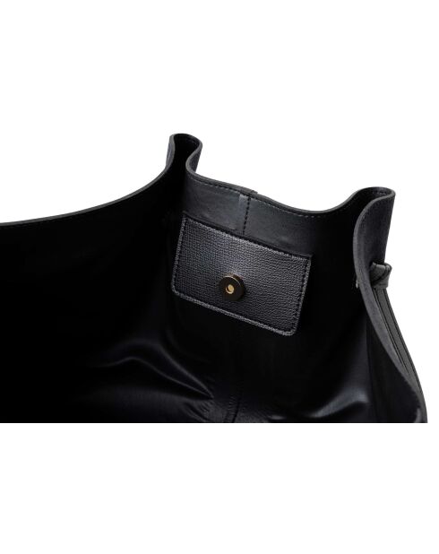 Bandolera de piel Foggia, gamuza negra, 48x12x25 cm