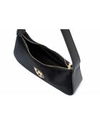 Sac bandoulière en cuir Cosenza suède noir - 27x6,5x12,5 cm