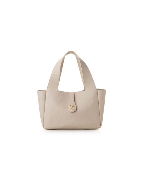 Tote bag en cuir L'Aquila beige - 33x15x22 cm