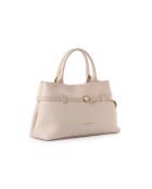 Bolso Vittoria de piel color crema - 40x17x26 cm