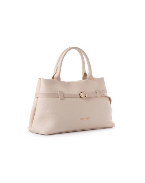 Tote bag en cuir Vittoria crème - 40x17x26 cm