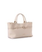 Bolso Vittoria de piel color crema - 40x17x26 cm