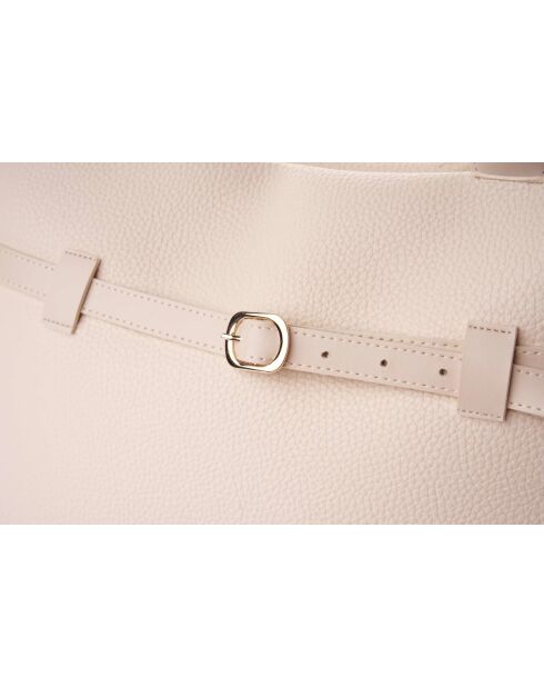 Bolso Vittoria de piel color crema - 40x17x26 cm