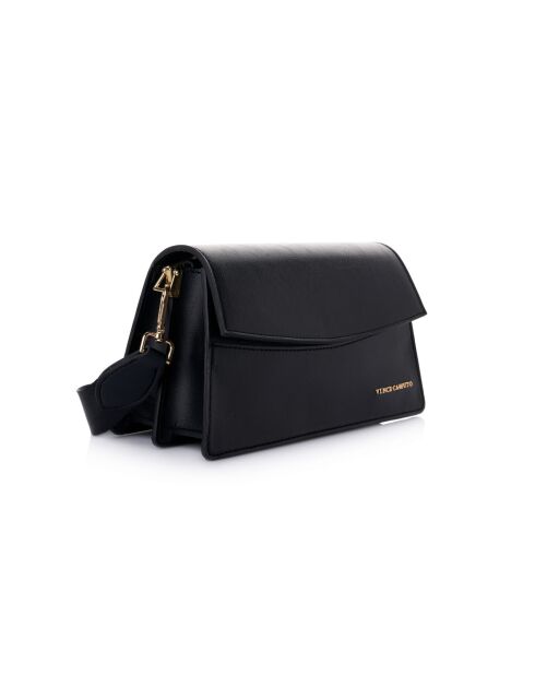 Sac bandoulière en cuir Syracuse noir - 26x10,5x16 cm