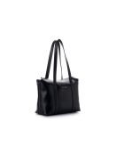 Sac bandoulière en cuir Taranto noir - 32x10x22 cm
