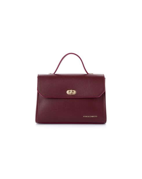 Sac à main en cuir Gela bourgogne - 25x9x18 cm