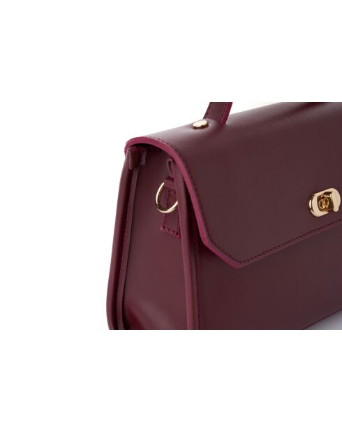 Sac à main en cuir Gela bourgogne - 25x9x18 cm