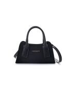 Bolso de piel Bérgamo gamuza negra - 25x11x13 cm