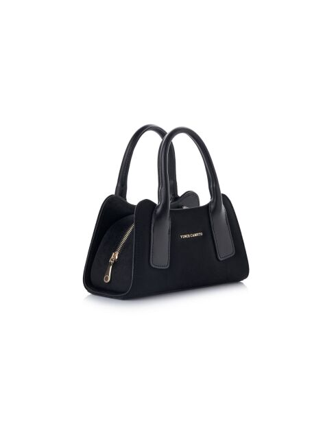 Sac à main en cuir Bergamo daim suède noir - 25x11x13 cm