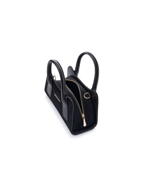 Bolso de piel Bérgamo gamuza negra - 25x11x13 cm