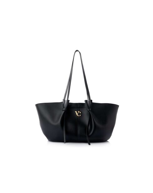 Sac bandoulière en cuir Foggia noir - 48x12x25 cm