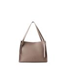 Bolso Palermo de piel color topo - 35x15x27 cm