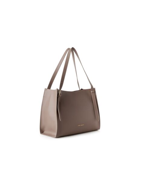 Tote bag en cuir Palermo taupe - 35x15x27 cm