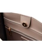 Bolso Palermo de piel color topo - 35x15x27 cm