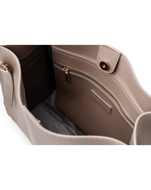 Bolso Palermo de piel color topo - 35x15x27 cm