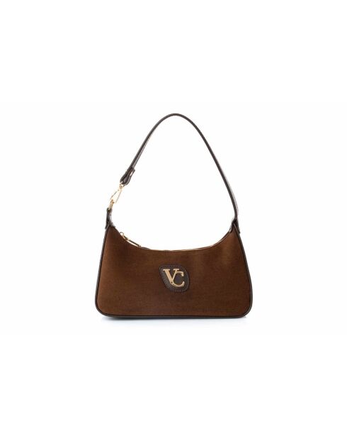 Sac bandoulière en cuir Cosenza suède marron - 27x6,5x12,5 cm