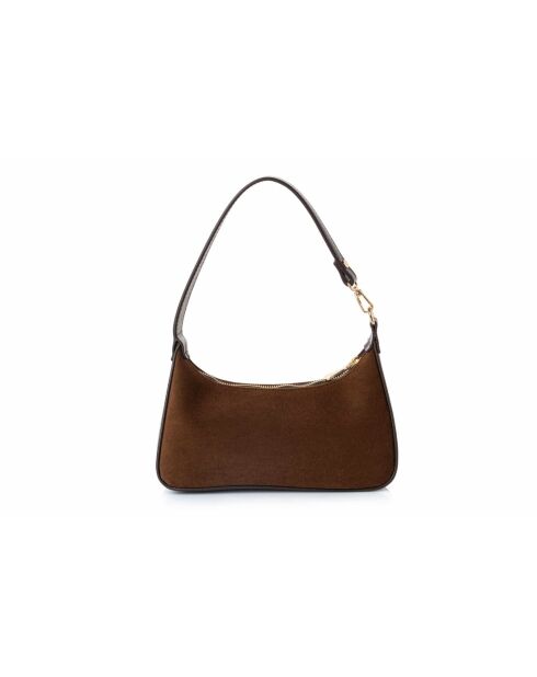 Sac bandoulière en cuir Cosenza suède marron - 27x6,5x12,5 cm