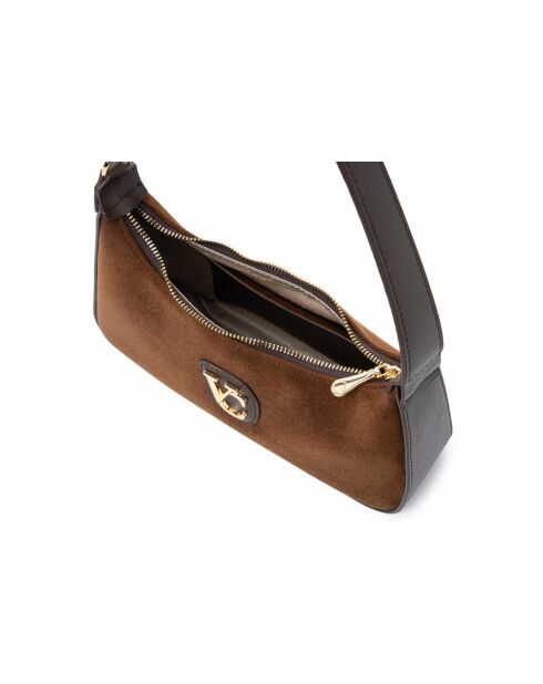 Bandolera Cosenza de piel gamuza marrón - 27x6,5x12,5 cm