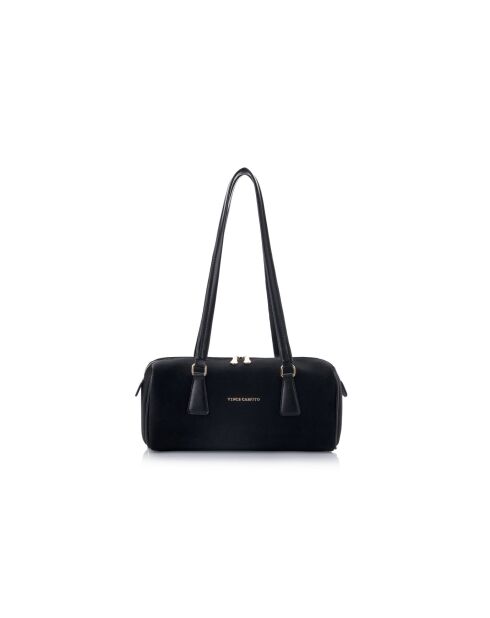 Sac bandoulière en cuir Treviso daim suède noir - 30x13x13 cm