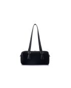 Sac bandoulière en cuir Treviso daim suède noir - 30x13x13 cm