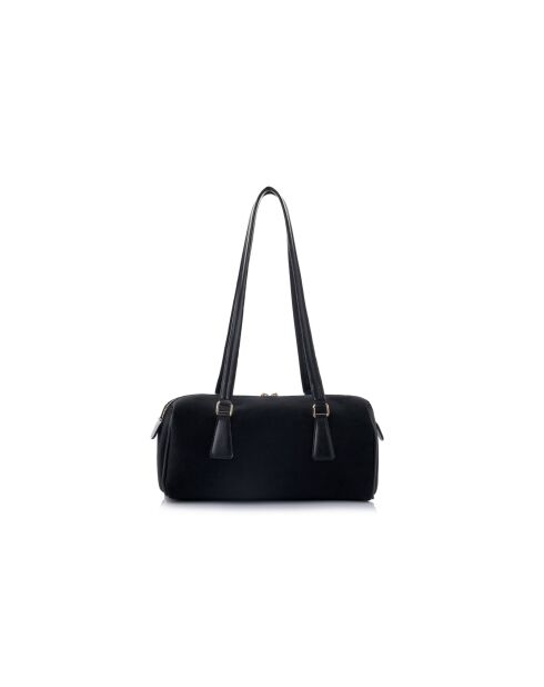 Sac bandoulière en cuir Treviso daim suède noir - 30x13x13 cm