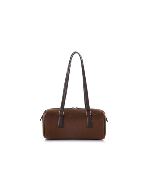 Sac bandoulière en cuir Treviso daim suède marron - 30x13x13 cm