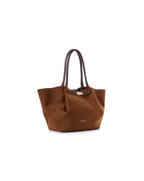 Tote bag en cuir Prato daim suède marron - 52x13x27 cm