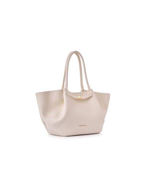Tote bag en cuir Prato crème - 52x13x27 cm
