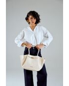 Creme leren draagtas Prato - 52x13x27 cm