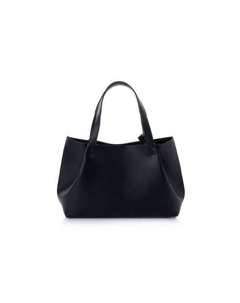 Tote bag en cuir Monza noir - 35x12x20 cm