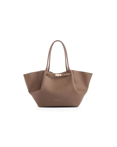 Tote bag en cuir Prato taupe clair - 52x13x27 cm