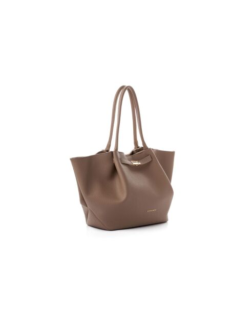 Tote bag en cuir Prato taupe clair - 52x13x27 cm
