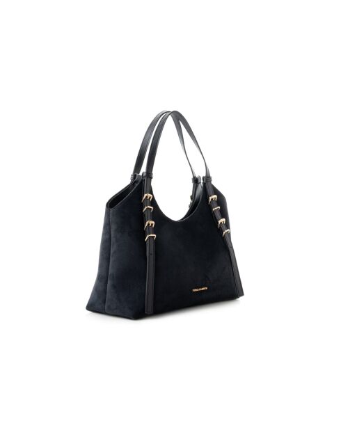Tote bag en cuir Cremona suède noir - 38x15x24 cm
