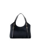 Bolso Cremona de piel gamuza negra - 38x15x24 cm
