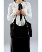 Bolso Cremona de piel gamuza negra - 38x15x24 cm