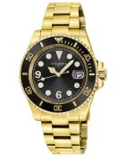 Reloj automático Barracuda de acero inoxidable, movimiento automático Miyota, ultrafino 9015, negro/dorado