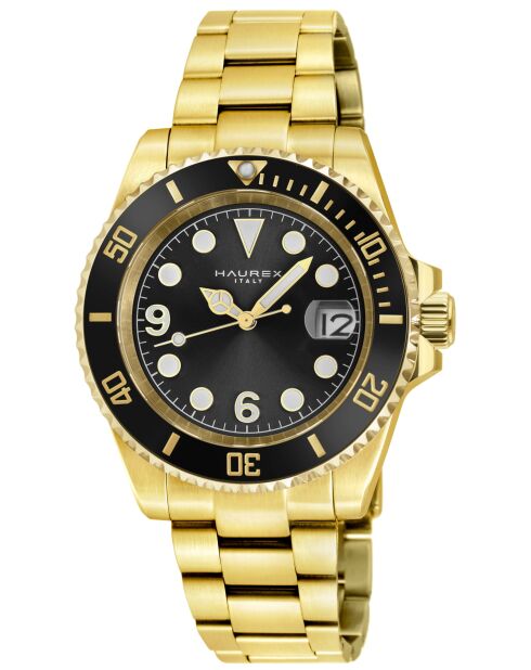 Reloj automático Barracuda de acero inoxidable, movimiento automático Miyota, ultrafino 9015, negro/dorado
