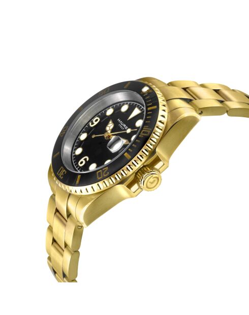 Reloj automático Barracuda de acero inoxidable, movimiento automático Miyota, ultrafino 9015, negro/dorado