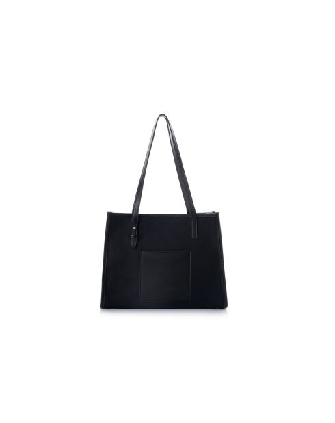Sac bandoulière en cuir Piacenza daim suède noir - 36x12x27 cm