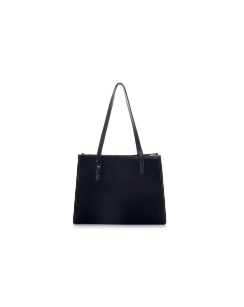 Sac bandoulière en cuir Piacenza daim suède noir - 36x12x27 cm