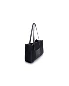 Sac bandoulière en cuir Piacenza daim suède noir - 36x12x27 cm