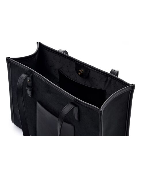 Sac bandoulière en cuir Piacenza daim suède noir - 36x12x27 cm